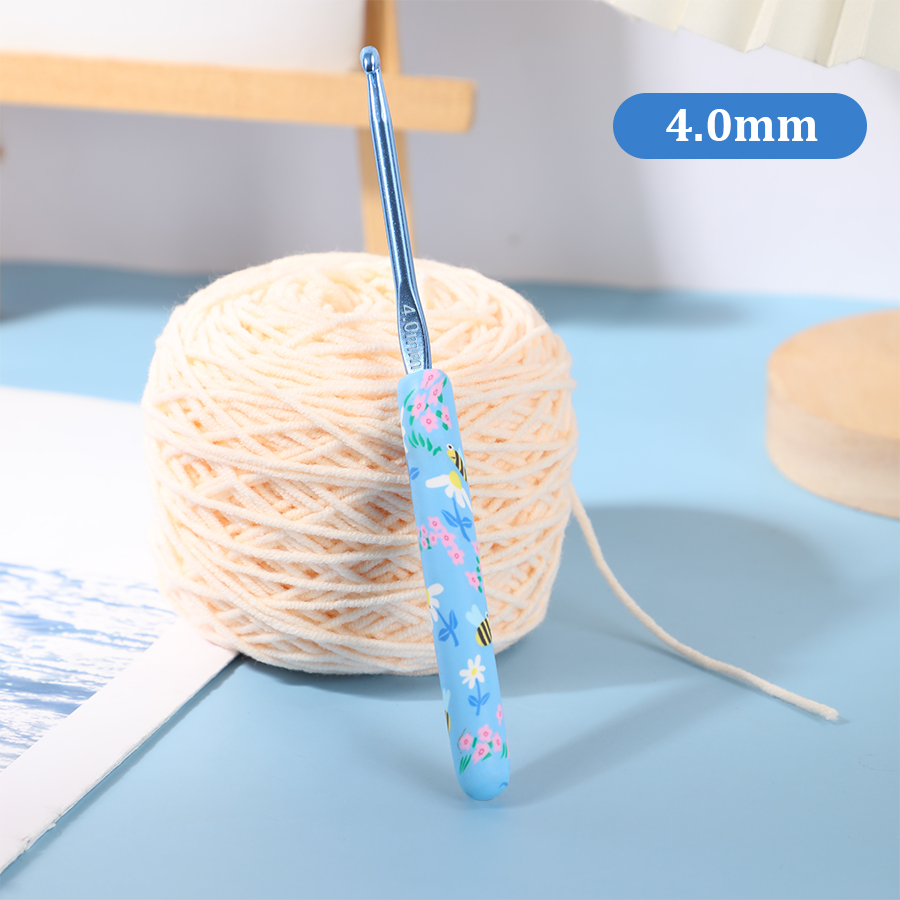 1 Stück/2,0–10,0 mm kleine Biene bedruckte Häkelnadeln, Häkelnadeln für Anfänger und Stricken, Häkelgarn, DIY-Bastelbedarf: Licht Grün