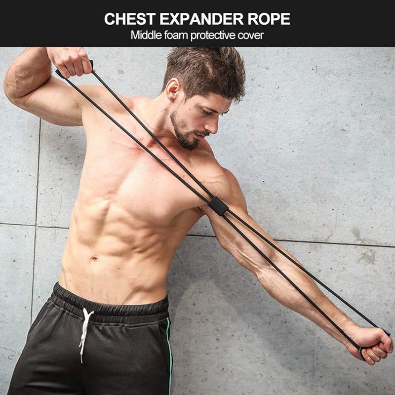 8 Fitness Resistance Band with Handles Pure Barre Workout Chest Arm and Shoulder Stretch Bands Exercise Equipment Black