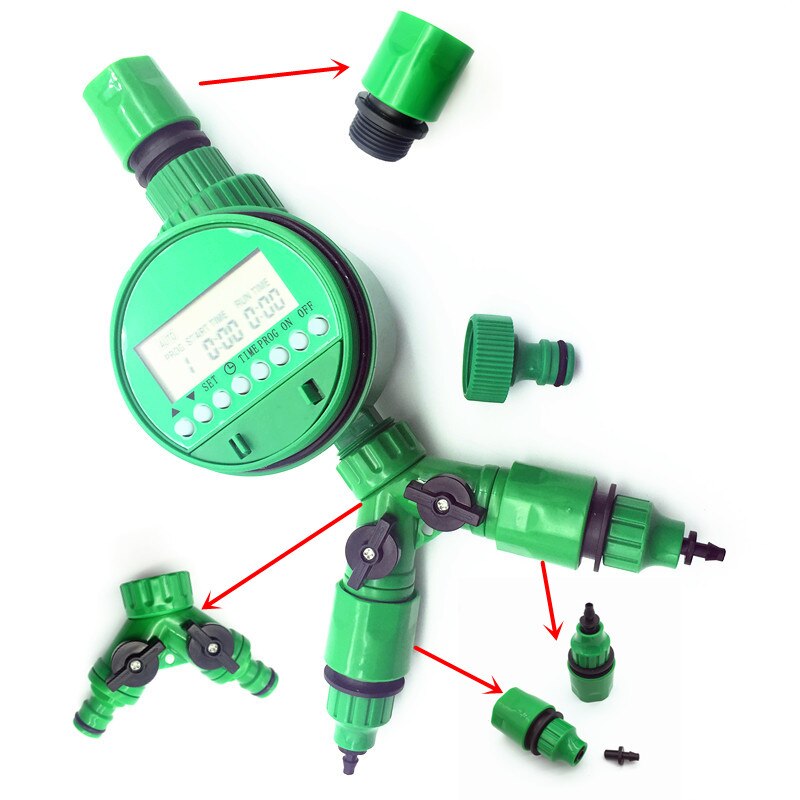 1 set (5 Stuks) automatische irrigatie Watering digitale timer Y Connector 3/4 Externe threadquick connector voor 4/7 of 8/11mm slang