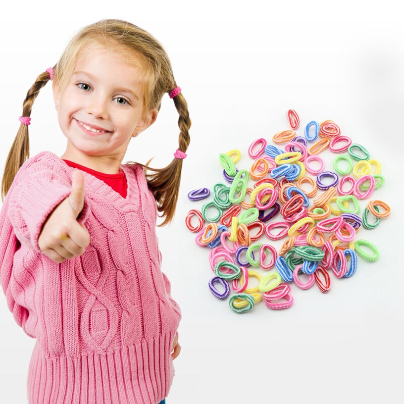 100Pcs/lot Baby Girls Elastic Hair Bands Colorful Rubber Band Children Ponytail Holder Baby Hair Accessories