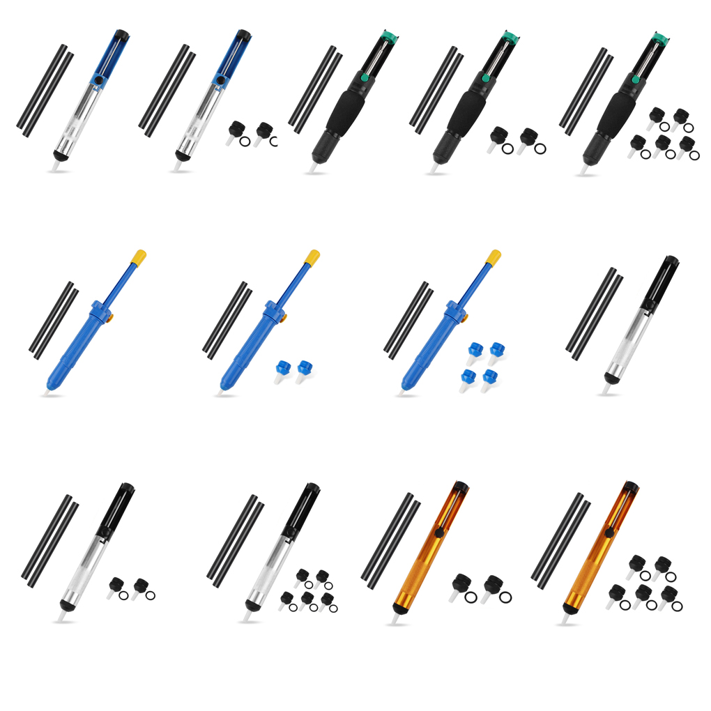 Soldering Iron Suction Pump Remover Solder Sucker Press Removal Pen Househole Work Tool with Replacement Nozzles