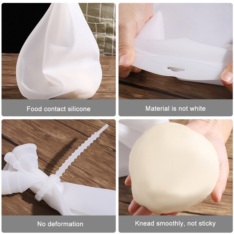 Bolsa de silicona resistente a altas temperaturas para amasar y bolsa suave de silicona para masa, bolsa para amasar, utensilios de cocina para repostería