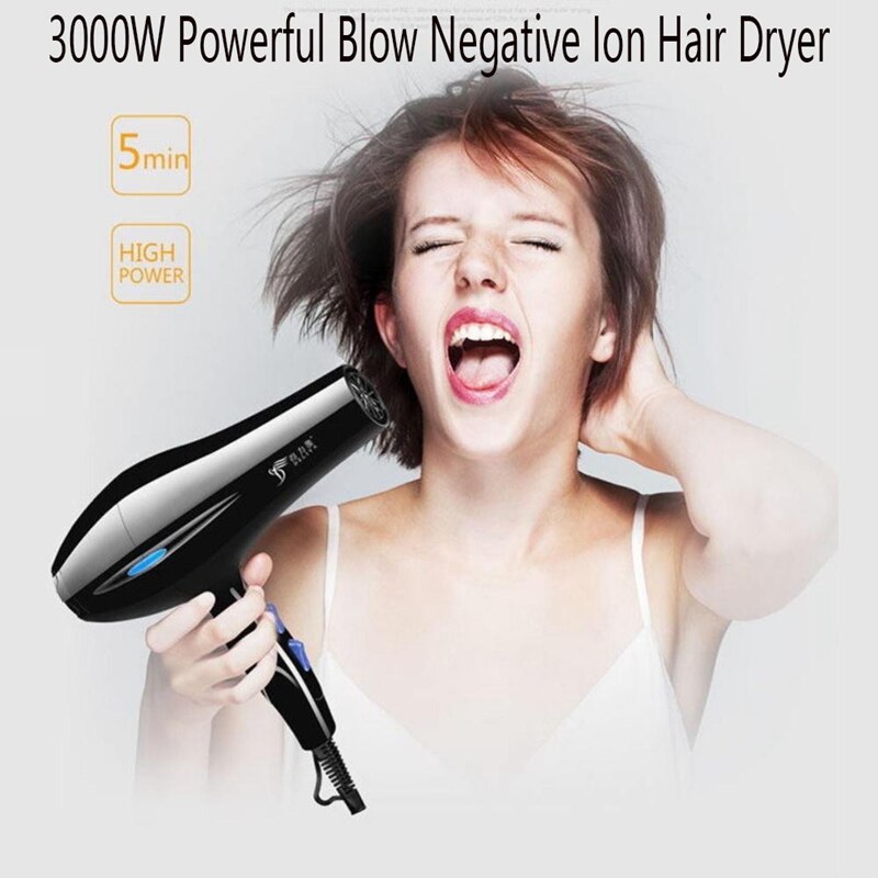 Top Negative Ion Hair Dryer 3000W Blow Dryer Powerful Electric Dryer Cold Air Circulating Blowdryer EU Plu