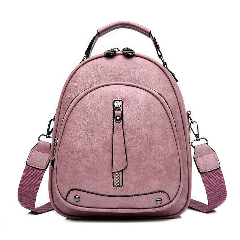 Multifunction Women Backpack for Leather school bags for teenage girls women travel backpack Shoulder Bags Mochilas: Purple