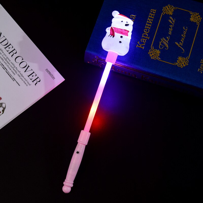 Novelty Christmas Tree Glitter Stick Toy Santa Snowman Kids Colorful Lights Flash Sticks Glowing Luminous Toys for Children