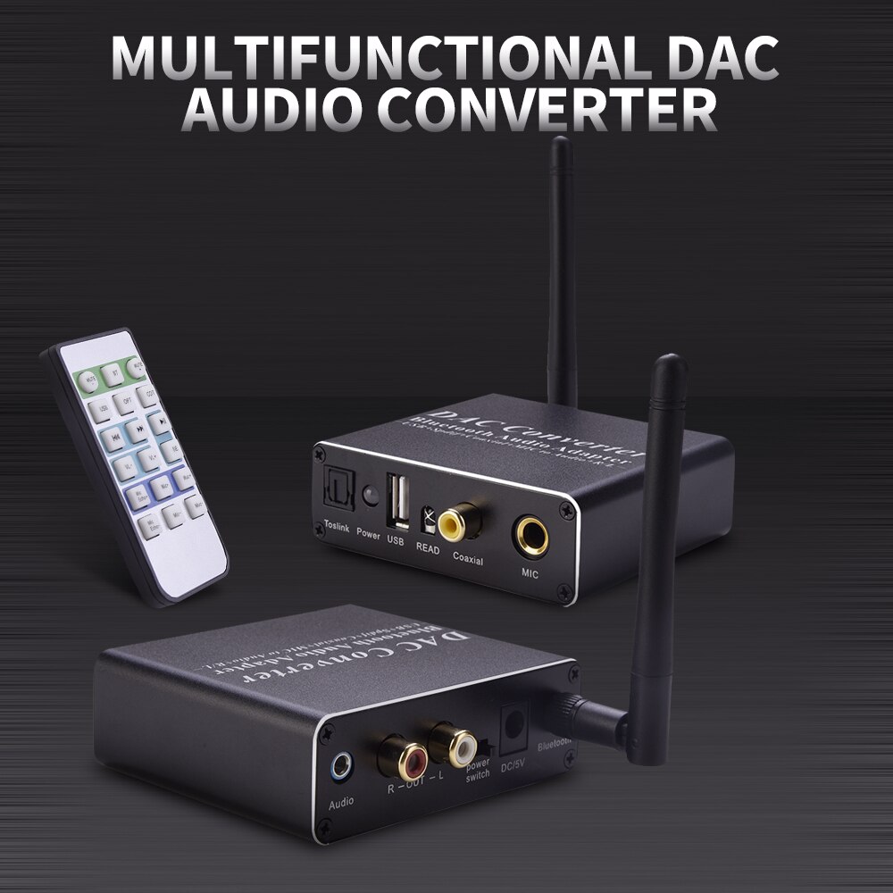 Audio Converter DAC Digital to Analog Audio Converter BT5.0 Chip HiFi Sound Wide Compatibility with Remote Controller