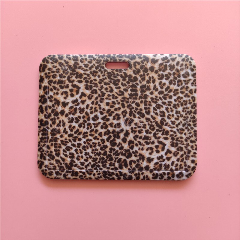 Horizontale Luipaard Id Credit Bank Kaarthouder Studenten Bus Card Case Hand Touw Bezoek Deur Identiteit Badge Kaarten Cover: Single card  no rope