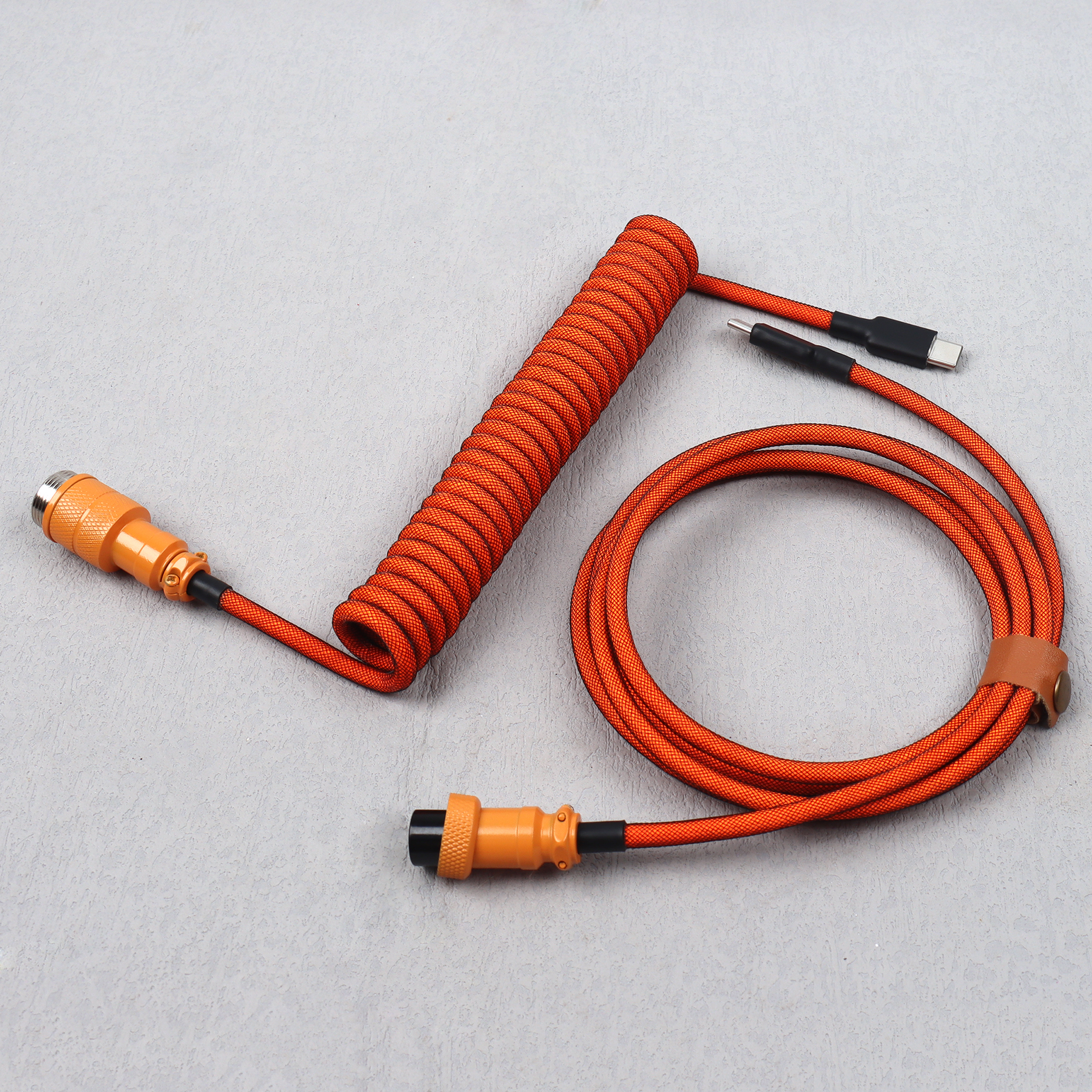 Cable en espiral estilo C a C, teclado mecánico tipo C, Cable de datos Usb C, conector de aviación para ordenador de escritorio de aviador GX16: Gris oscuro