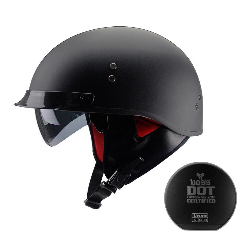 Verkoop Motorhelm vintage Half Gezicht Helm Retro Duitse Chopper Cruiser gloss Black helmen cascos para Voor DOT: matte black / Xl