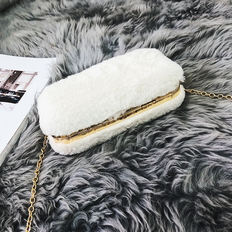 Lykanefu vinter aftentaske dame clutch pung kvinder taske med kæde bryllup clutches fest håndpunge små skuldertasker