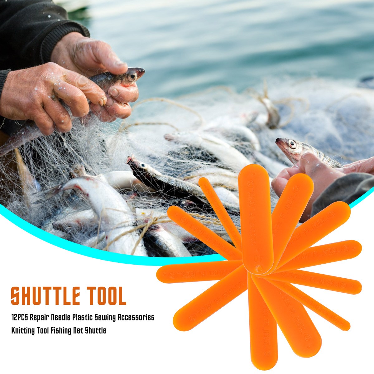 Outils de réparation de filets à poisson pratiques et durables, 12 pièces, navettes tricotées pour le tissage