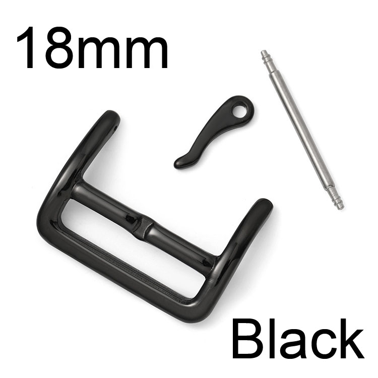 Stainless Steel Watch Strap Buckle 16mm 18mm 20mm 22mm 316L Glossy Polish Replacement Watchband Clasp Band Repair Tool Part: 18mm Black