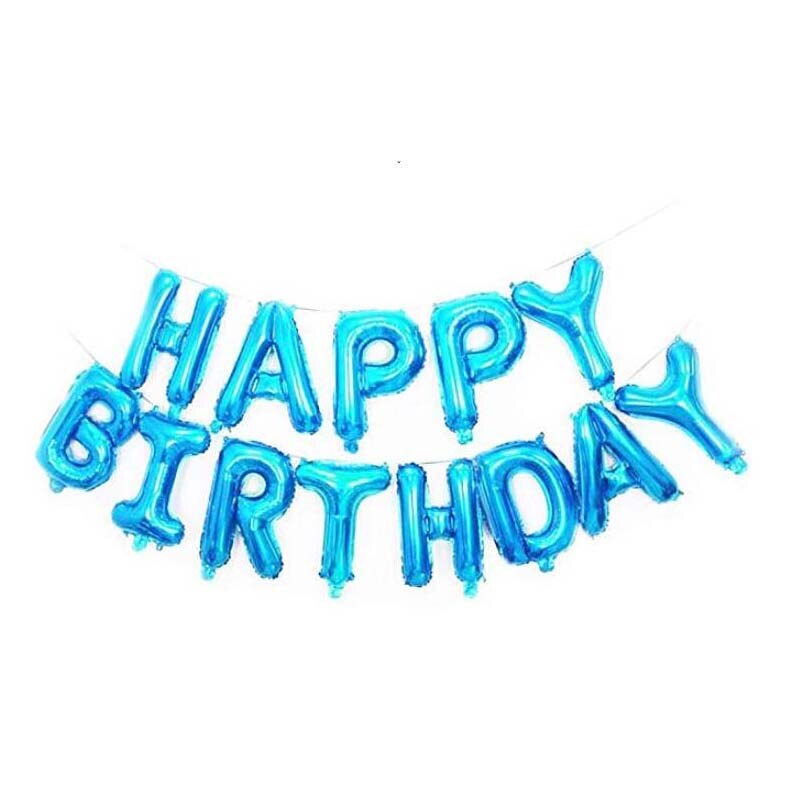 Fargerik gratulerer med dagen bunting bannere 1st bursdagsballonger fest blå rosa 16 tommers aluminiumsdekor folie bokstaver festrekvisita: Mørkegrå