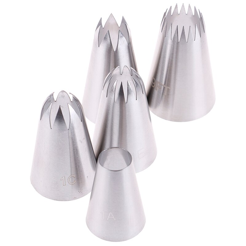 5 Stks/set Pastry Icing Piping Nozzles Rvs Decorating Tip Cake Cupcake Decorateur Rose Accessoires Keuken