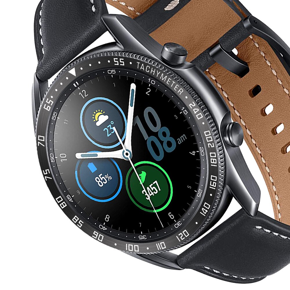 45mm smart ur cover til samsung galaxy watch 3 bezel ring anti-ridse stål bezel ring selvklæbende cover ur tilbehør