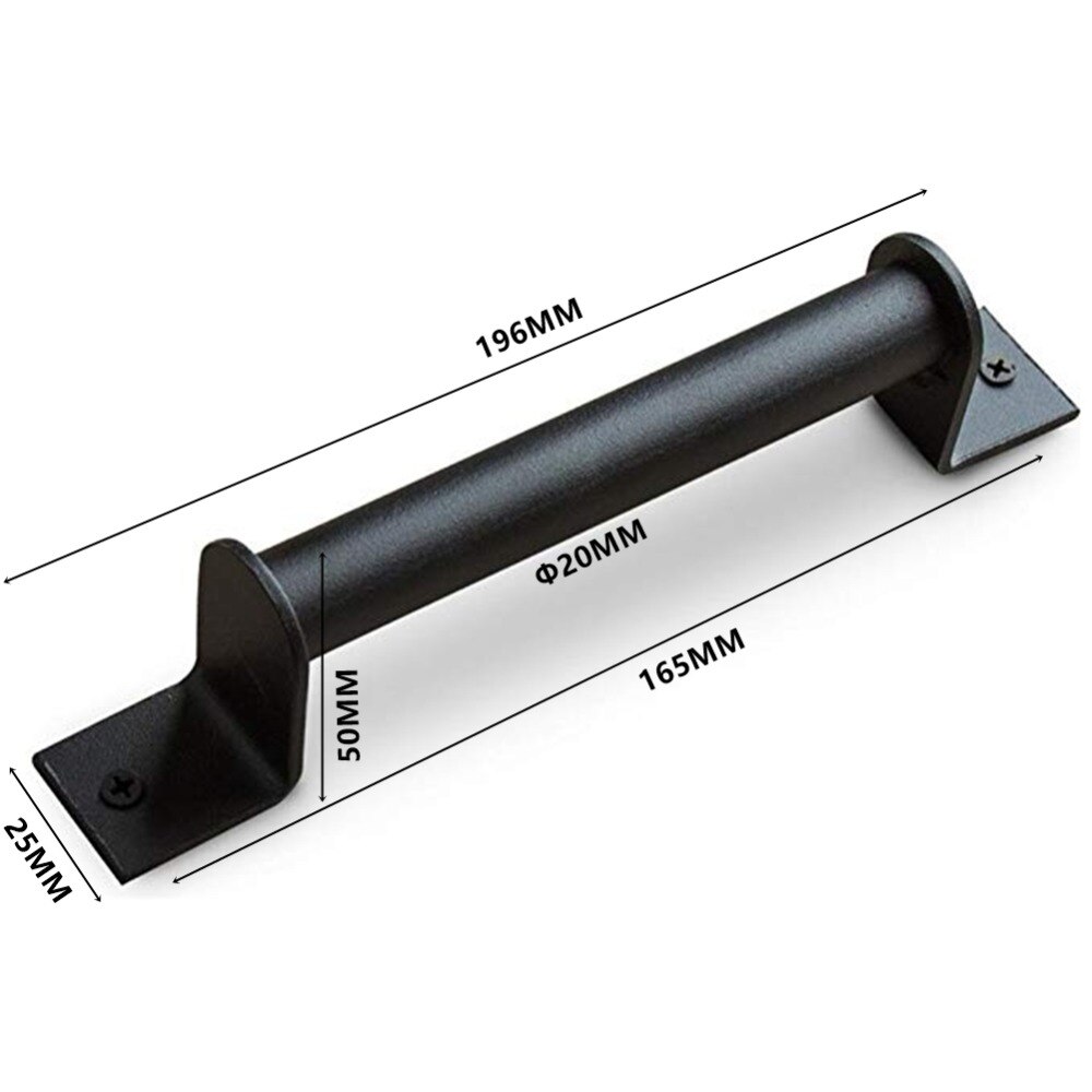 Black carbon steel Sliding Barn Door Pull Handle Sliding Closet Gate Cabinet Door Handle: 196mm black