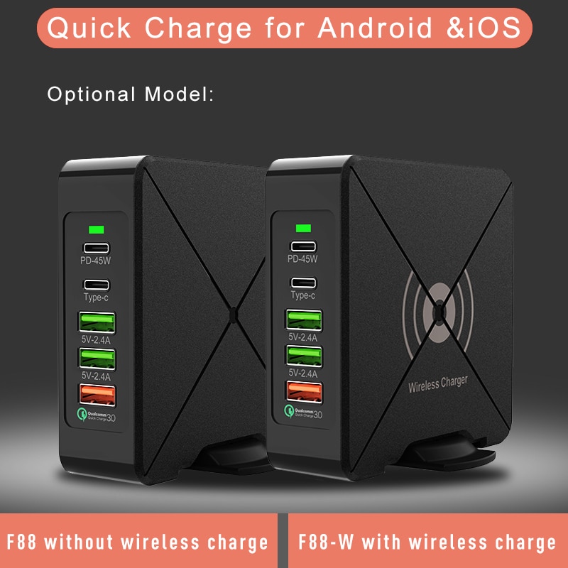 75W chargeur USB PD Type C chargeur rapide pour iPhone 8 X XR Qi chargeur sans fil pour Samsung téléphone portable QC 3.0 chargeur mural rapide
