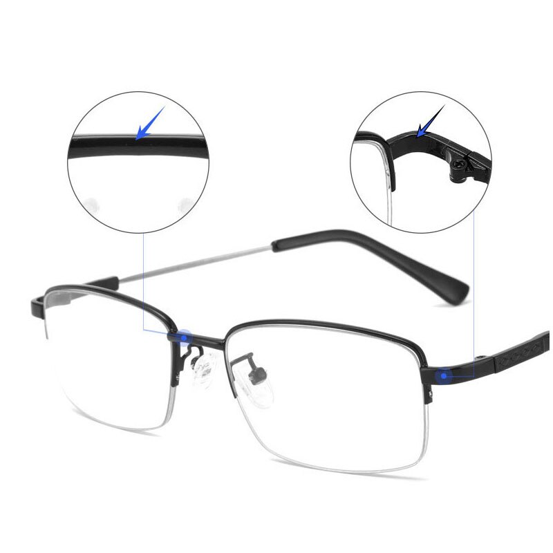 Computer blauw licht filter leesbril half montuur metalen montuur bril dames heren flexibele progressieve presbyopie bril