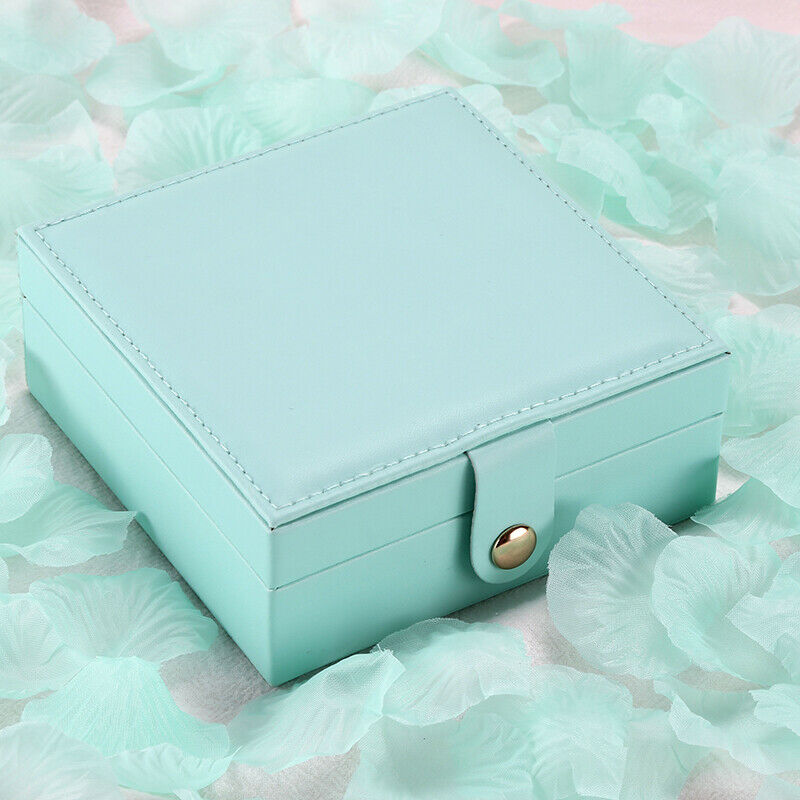 Koreanischen Stil Frische Und Einfache Mädchen Ohrringe Platte Schmuck Box Protable Leder Ohrringe Ring Multi-funktion Schmuck Lagerung Box: Blau