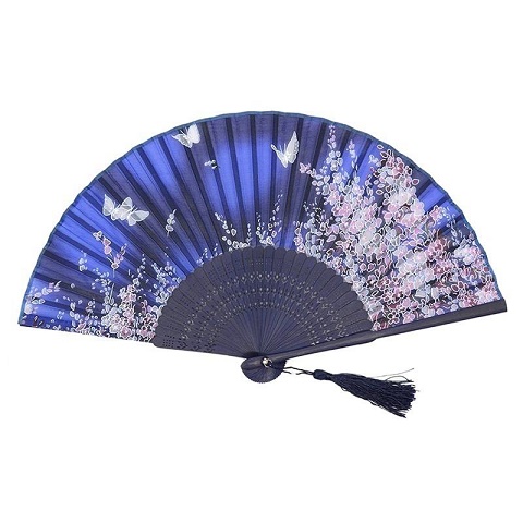 Abanico de seda cruda artesanías chinas estilo chino señoras viento artesanía abanico de seda abanico con estampado de cerezos antigüedad plegado pequeño: 1