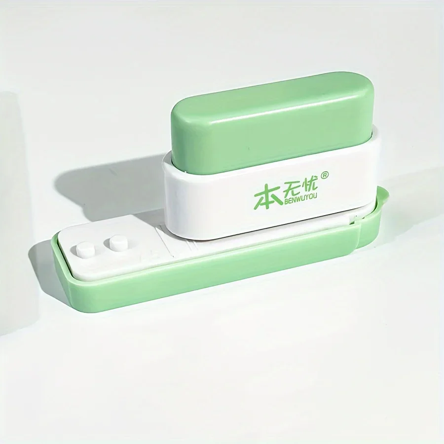 Office Desk Organizer Craft Paper Punch Tool Perfect for DIY Binding of Notebooks And Files: green