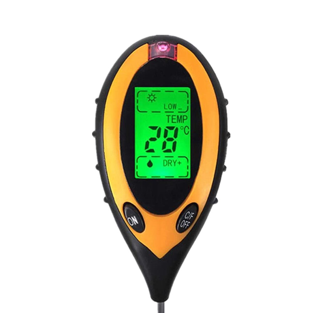 4 In 1 Soil PH Meter Soil Temperature Solar Moisture PH Meter Tester Garden Plants Flowers with Mini Gardening Tools Three-piece: Round
