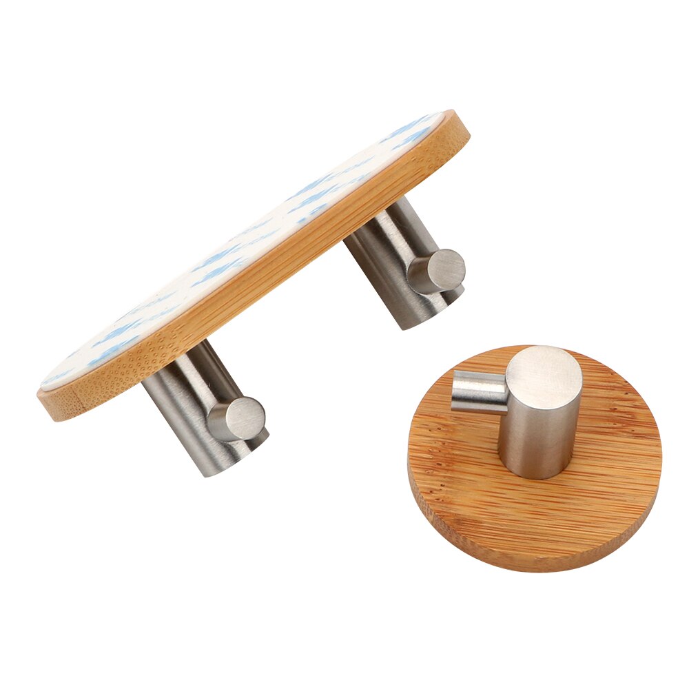 Home Storage Key Hanger Organization Bamboo Stainless Steel Hooks Self Adhesive Kitchen Gadgets
