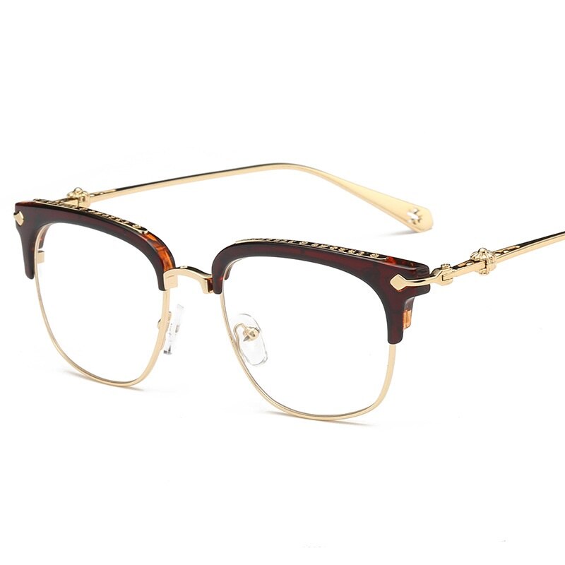 Retro Classic Clear Frames Glasses Men Women Eyeglasses Vintage Half Metal Eyewear Frame: 2