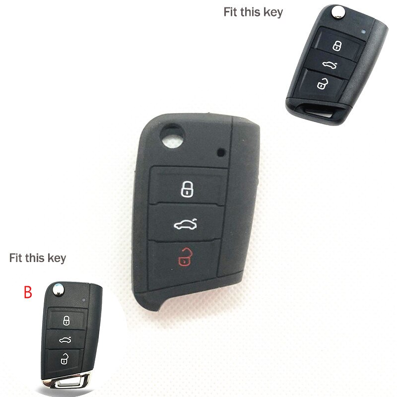 Funda de silicona para llave de coche, cubierta para Volkswagen Polo Passat B5 Golf 4 5 6 Jetta Mk6 Tiguan Cross Fox Plus Eos Scirocco Beetle: B type black