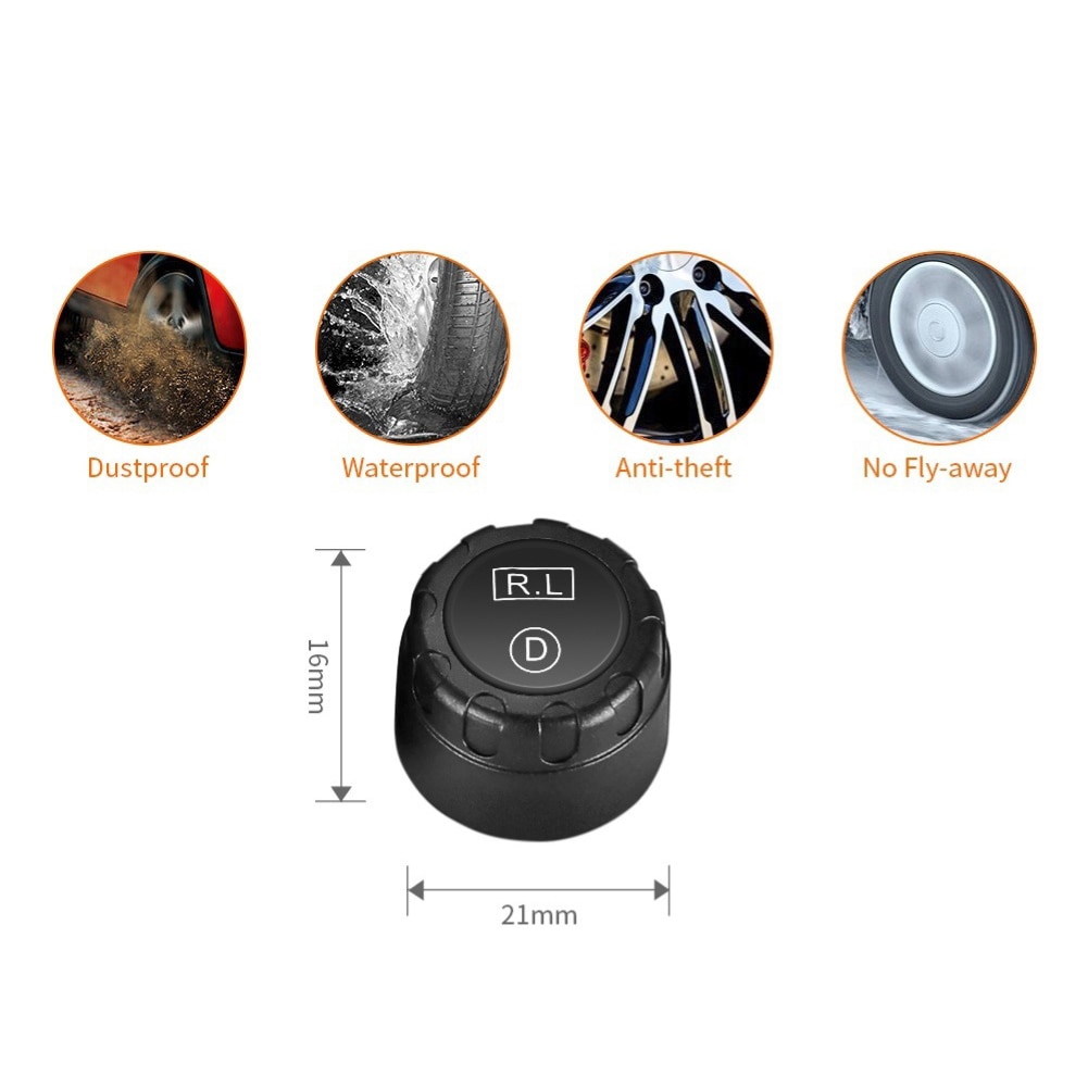 Vehicle tire pressure detector Digital display TPMS LCD Wireless Car Tire Pressure Monitoring System with External Sensor Kit