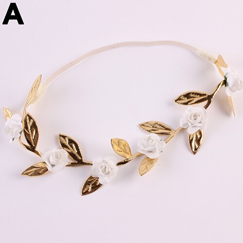 Kids Girls' Stunning Roses Leaves Hair Band Party Elastic Garland Headband: White