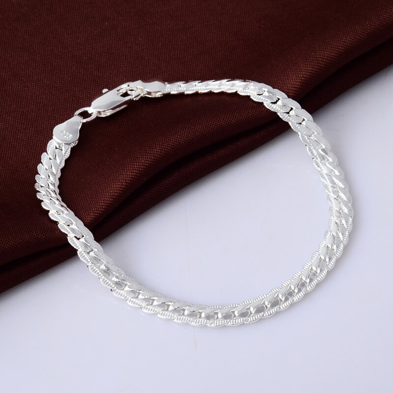 Nueva , collar/pulsera con laterales completos de Plata de Ley 925, juegos de joyas para mujer y hombre, joyería de plata 925