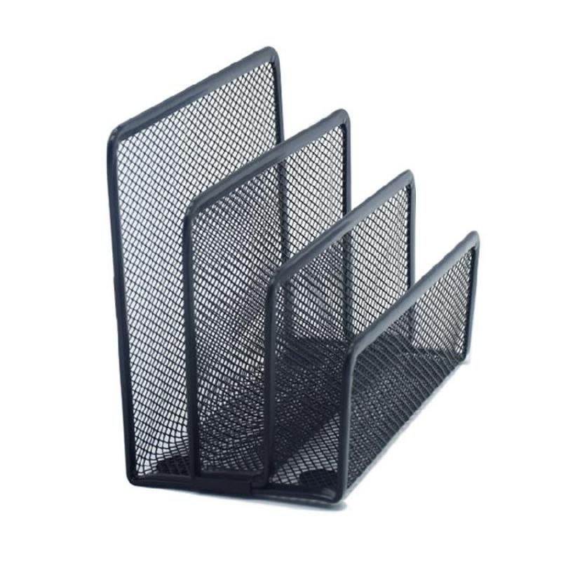 Black Metal Mesh Desk Organizer Desktop Letter Sorter Mail Tray File Organiser Office Home Bookends Book Holder Business