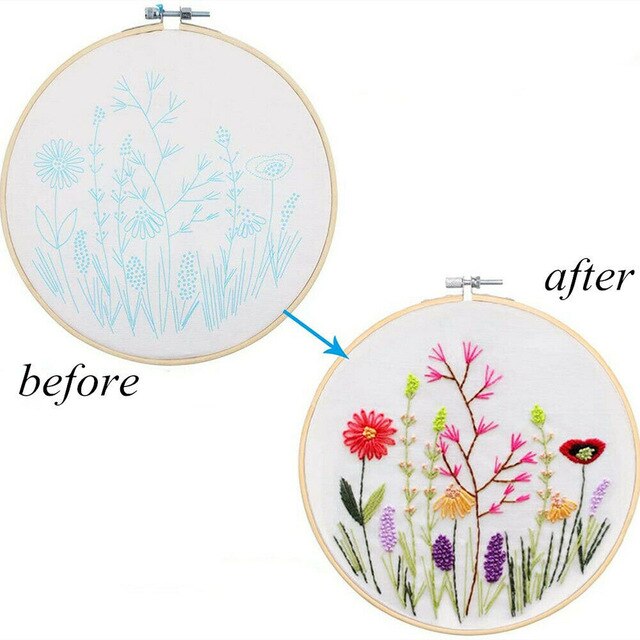 DIY Embroidery Beginners Kits Pre-Printed Floral Pattern Cross Stitch DIY Embroidery Flower Handwork Needlework: 3