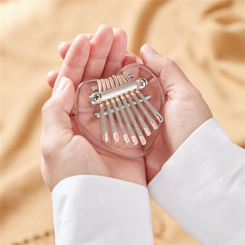 Kalimba portátil transparente de cristal para principiantes, instrumento Musical de pulgar, Piano, Mini Pulgar, 8 teclas, herramientas para el Piano