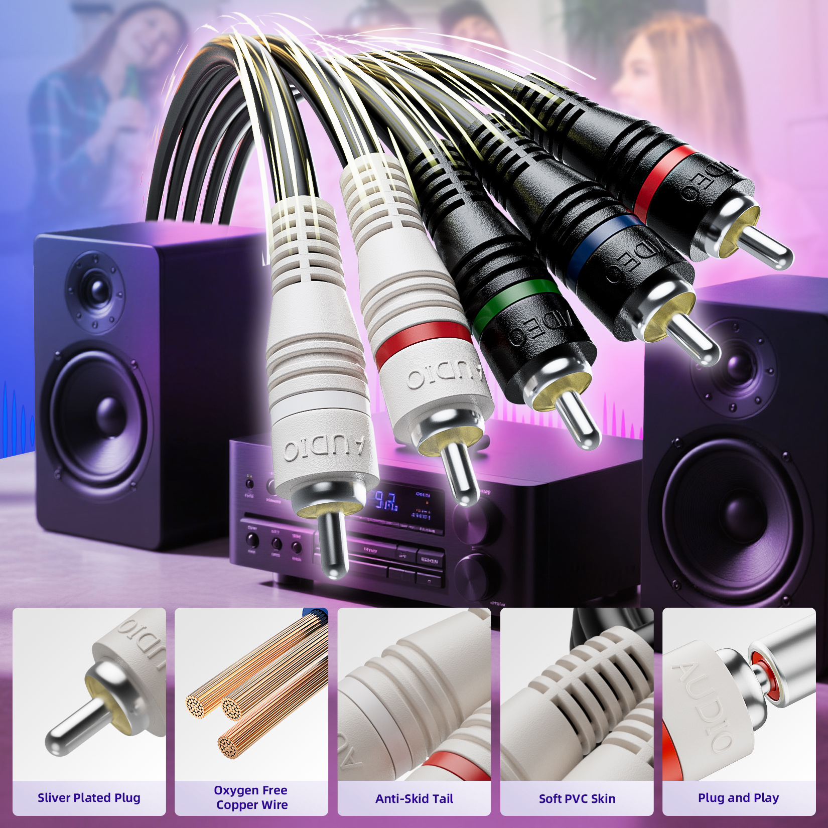 5 rca ypbpr-komponentenkabel mit rgb-Audio--komponentenkabel, 6ft 1.8m ypbpr-Video-/audiokabel für dvd-Spieler, einstellen-oben-Kasten, tv-Kasten und hdtv