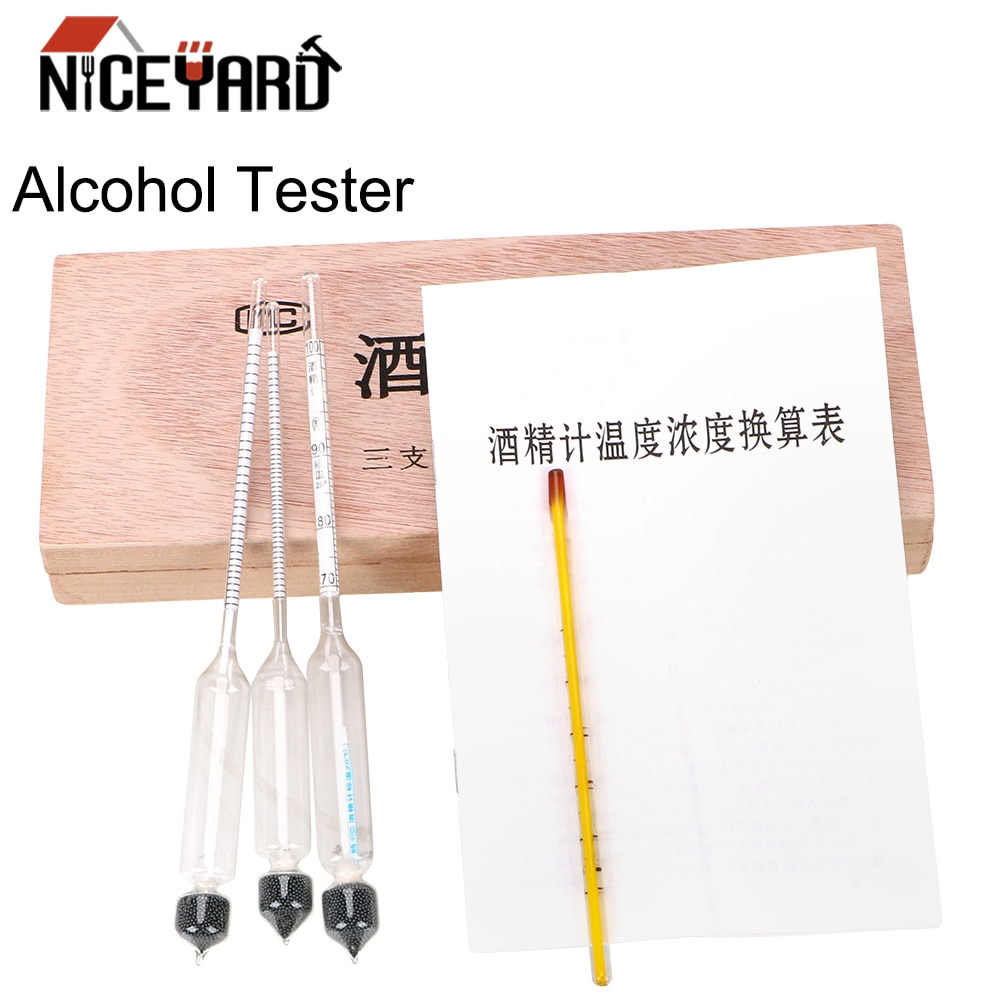 Niceyard 4 Stuk/set 0-100% Professionele Blaastest Alcohol Tester Alcoholometers Concentratie Meter Voor Wijn Alcohol