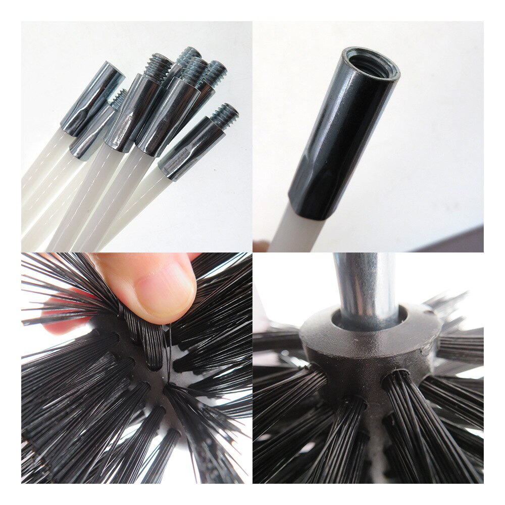 150mm Rotary Chimney Brush Long Handle Flexible Rod For Chimney, Dryer Pipe，Fireplace Inner Wall And Roof Cleaning Tools