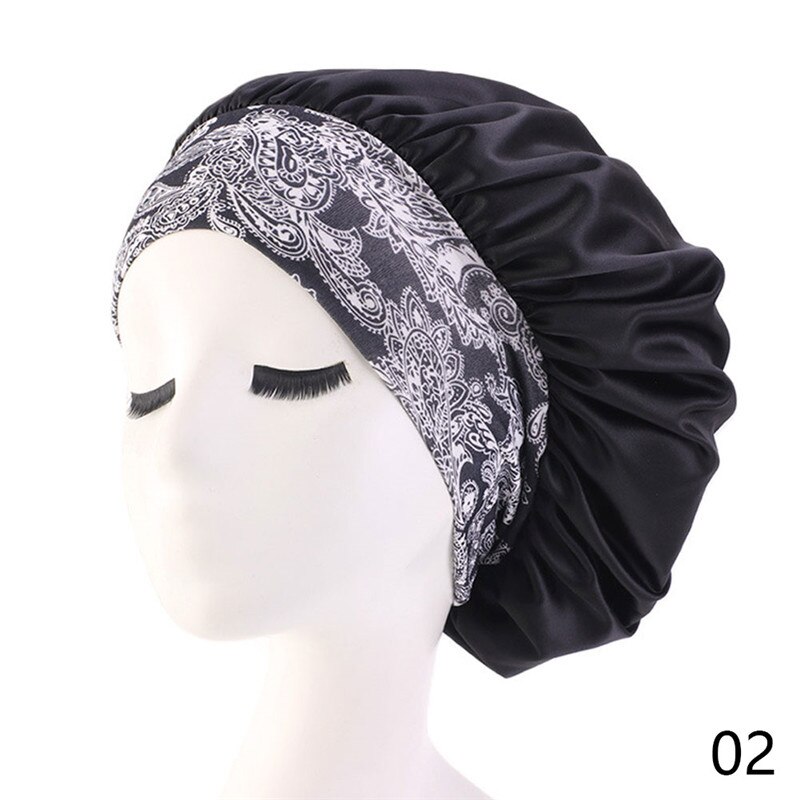 Pañuelo de satén para la cabeza para mujer, gorro elástico para dormir de noche, gorro para el cuidado del cabello, gorro de belleza, banda elástica para la cabeza, 1 unidad: group02
