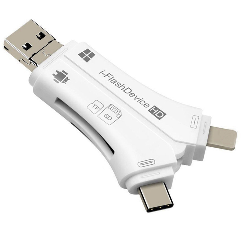 4 In 1 I Flash Drive Usb Micro-Sd & Tf Kaartlezer Adapter Voor Iphone 5 6 7 8 Voor Ipad Macbok Android Camera