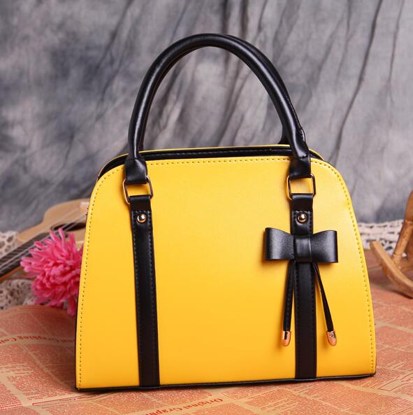 Casual lederen Vrouwelijke handtas strik schoudertas crossbody tassen voor vrouwen messenger bag Lady bolsa feminina: Geel