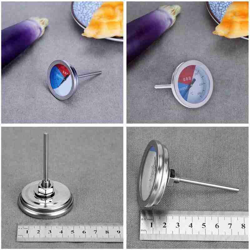 Portable 0-300 Celsius Stainless Steel Gauge Thermometer Bimetal Thermometer BBQ Barbecue Temperature BBQ