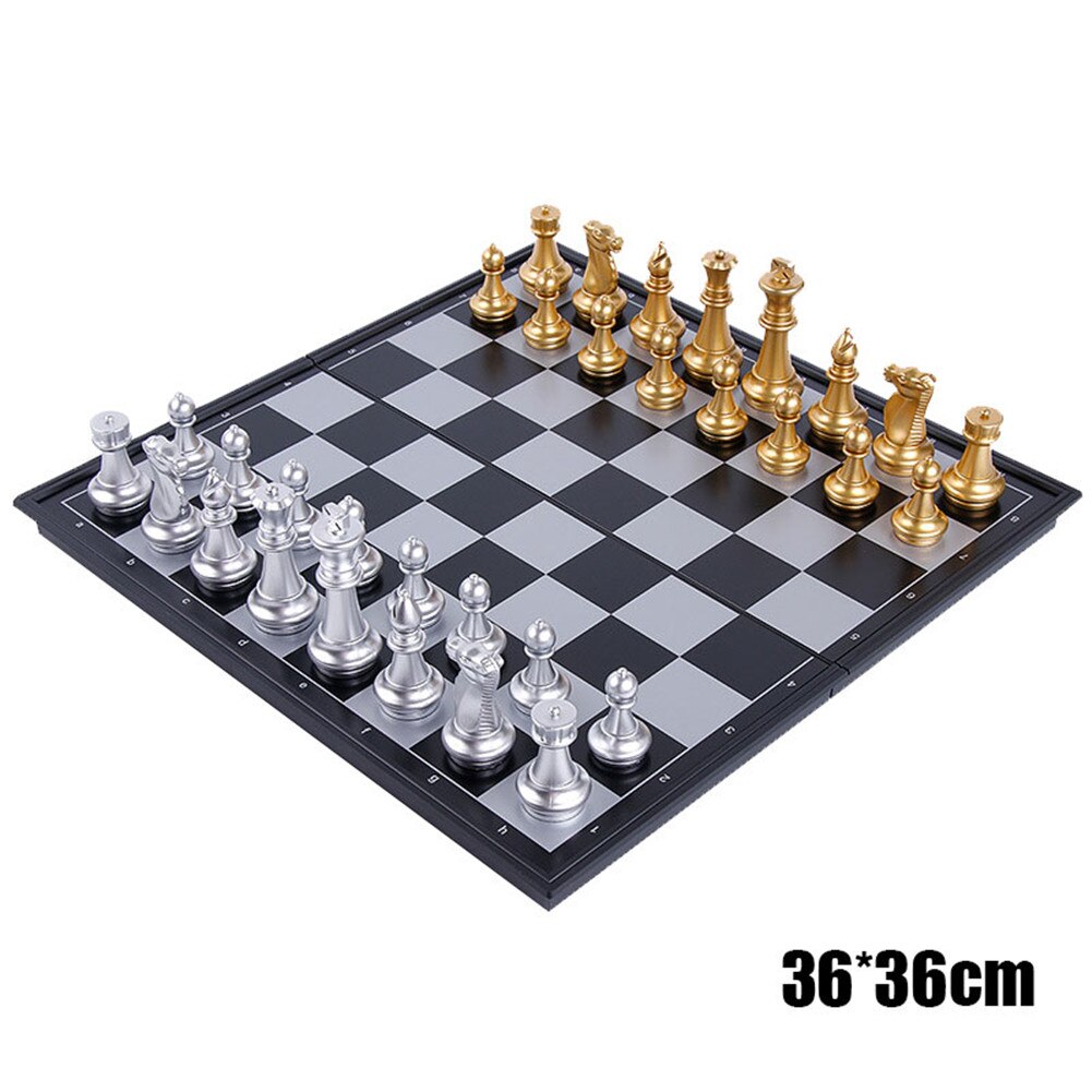 Bærbart magnetisk folde skakbræt skakbræt boks sæt rejse børn familie spil yh -17: Lysegul
