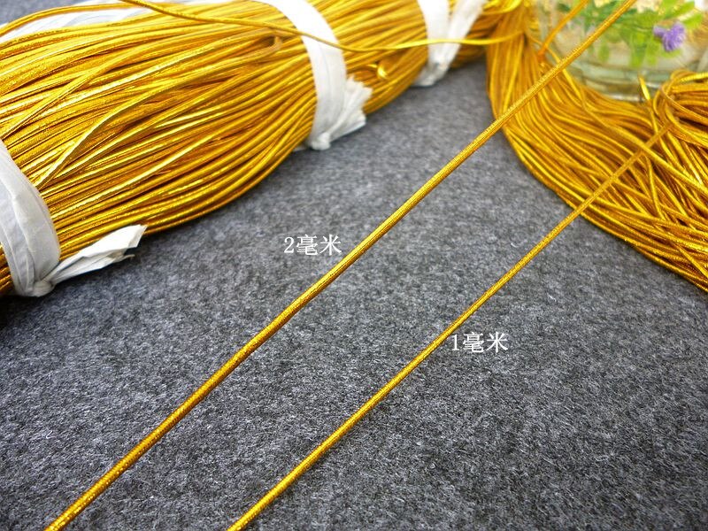 1mm 2mm guld sølv rund gummi ledning reb elastisk ledning streng guld tråd bryllup invitation tag string 100 meter/rulle
