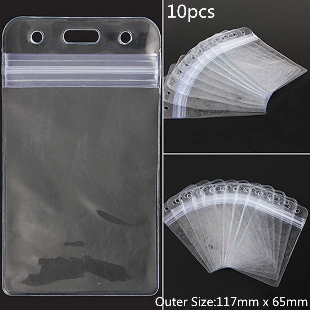 Lot of 10 Horizontal Transparent Vinyl Plastic ID Card Badge Holder Bank Card Badge Holders Name Card Holders With Zipper: 802