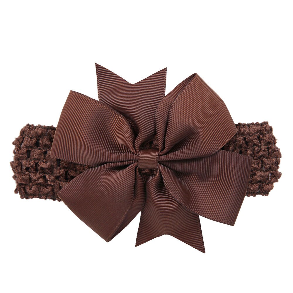 Baby Girl Bows Wave Headbands Big Bowknot Hair Accessories Cotton Wide Head Turban Infant Newborn Headbands Solid Headwraps: Coffee