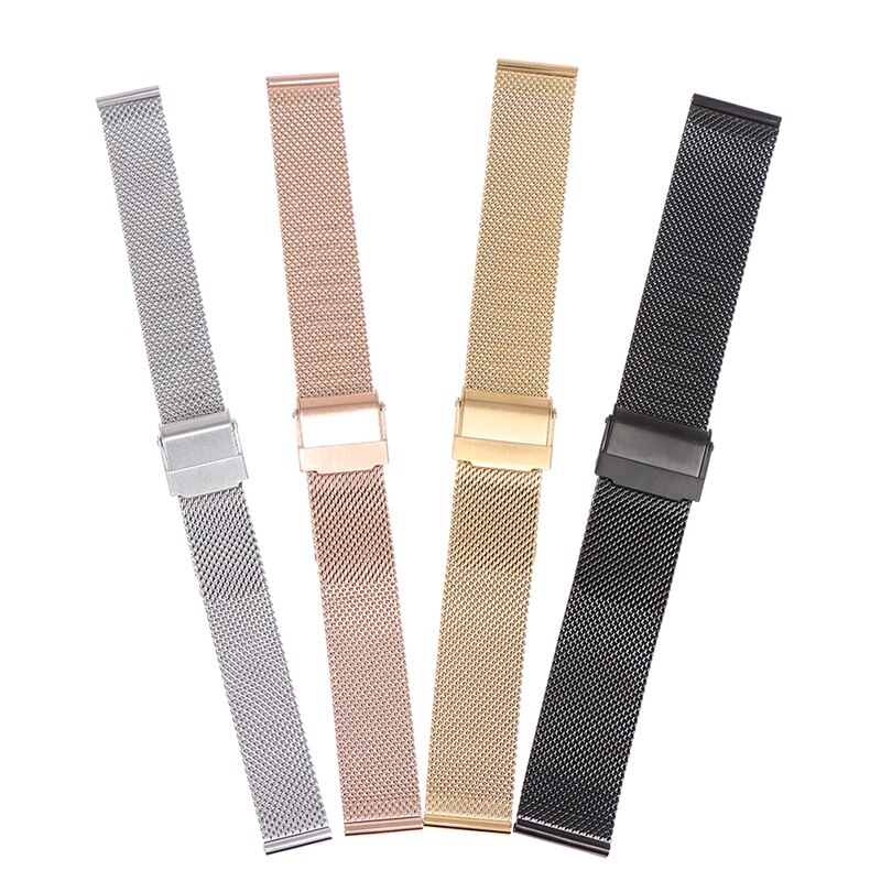14mm 16mm 18mm 20mm milan net riemhorloge met roestvrijstalen band, webbing polsband voor mannen en vrouwen