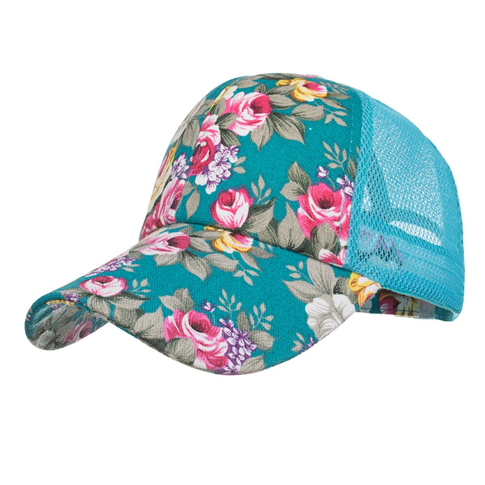 Joymay meash baseball cap kvinder blomster snapback sommer mesh hatte afslappet justerbare hætter accepteret  b544: Grøn