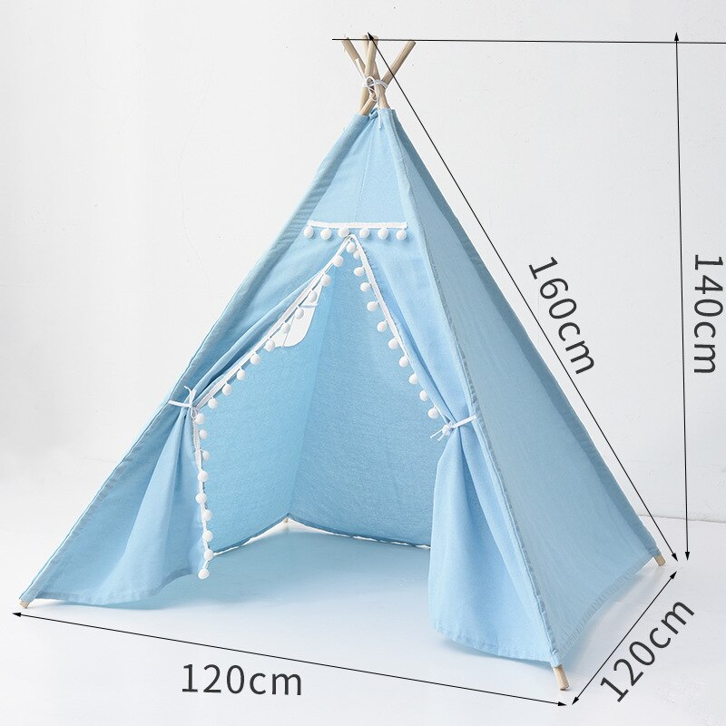 Portable Children Tents Tipi Play House Kids Cotton Canvas Indian Play Tent Wigwam Child Little Beach Teepee Room Decoration: Pink