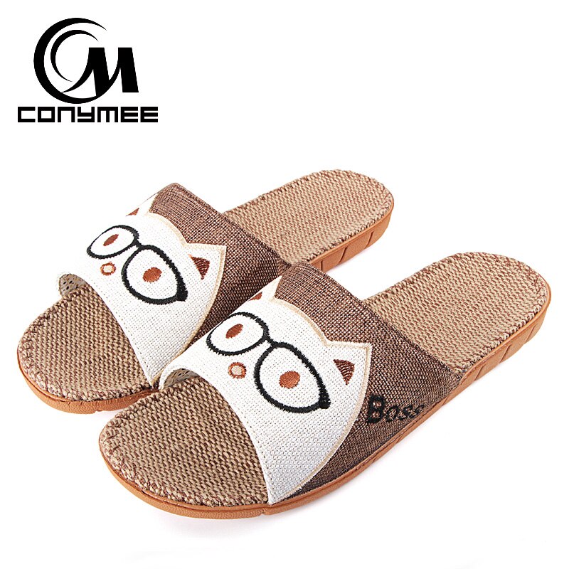 Conymee lin tofflor sommar män skor zapatos hombre inomhus hem toffel sandalias strand sandaler manliga flip flops